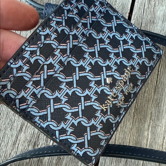 Kate Spade NY Link Camera Bag Blue Multi Saffiano PVC w/Matching Card Holder - Picture 8 of 16